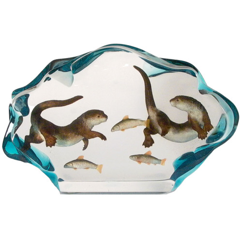 Two Sea Otters Swimming Figurine