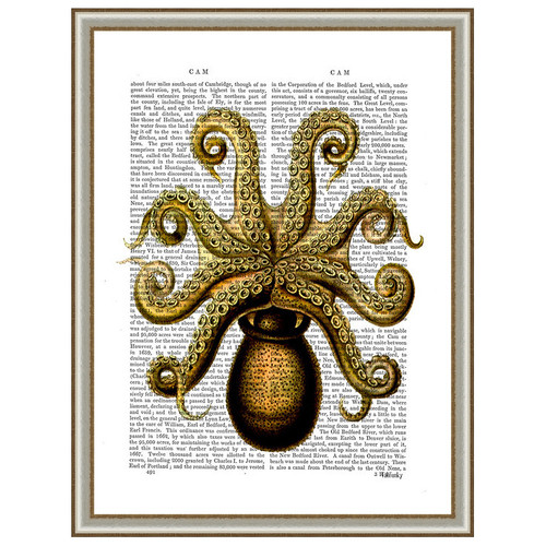 Vintage Yellow Octopus Underside Framed Print