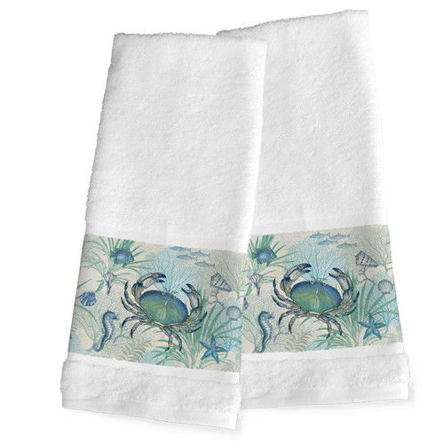 Blue Sea Life Hand Towels - Set of 2