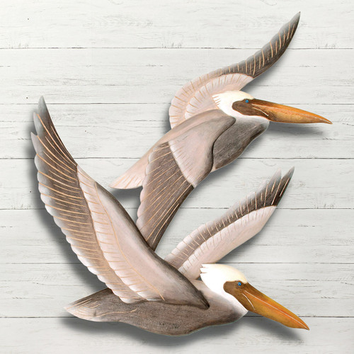 Pelican Pair Wood Wall Art