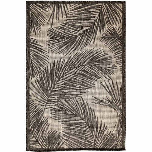 Hermosa Fronds Black Indoor/Outdoor Rug - 7 x 9