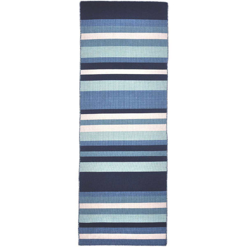 Carlsbad Aqua Stripes Indoor/Outdoor Rug - 2 x 8