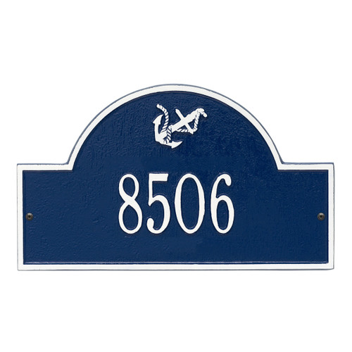 Anchor Arch House Number Plaque - Blue & White