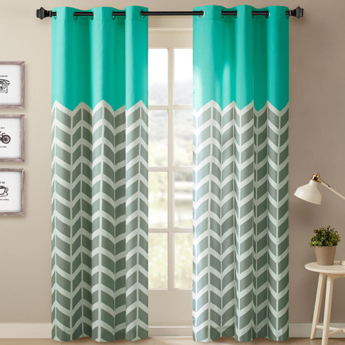 Aqua Chevron Drape Set - 63 Inch