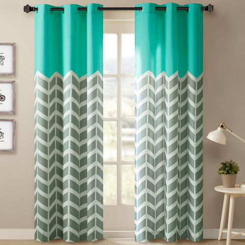 Aqua Chevron Drape Set - 84 Inch