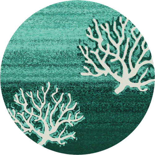 Aqua Coral Pattern Rug - 8 Ft. Round