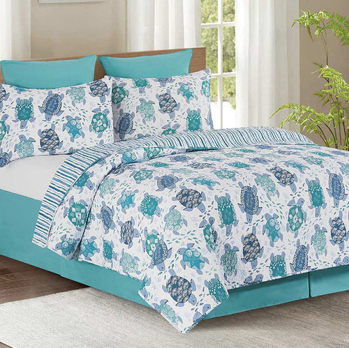 Tortoise Garden Quilt Bed Set - King