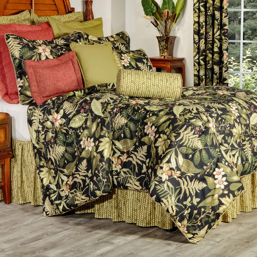 Tropical Noir Comforter Set with 15-Inch Bedskirt - Full