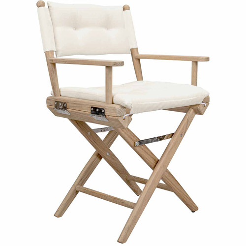 Teak Director's Chair with Cream Cushioned Seat Cover