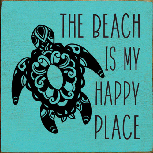 Happy Place Turtle Wood Sign