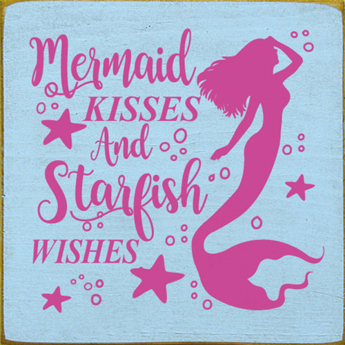 Blue & Pink Mermaid Wood Sign