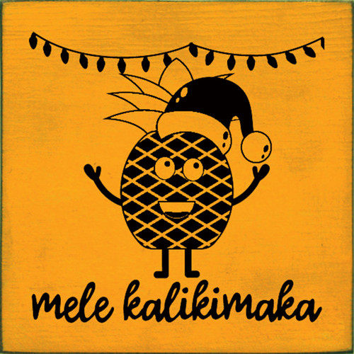 Pineapple Mele Kalikimaka Wood Sign