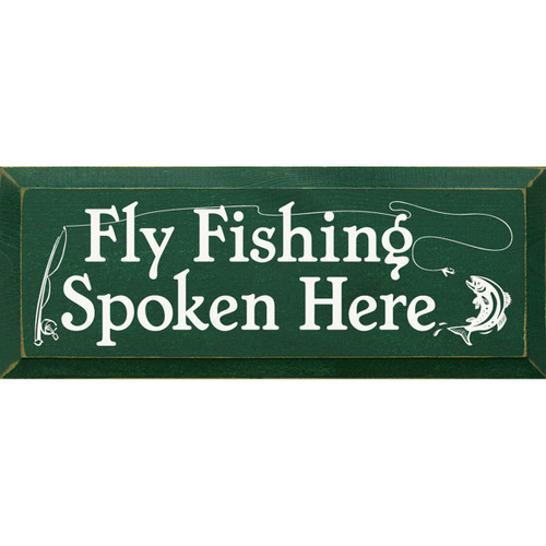 Green Fly Fishing Wood Sign