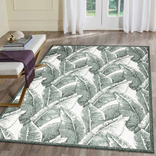Palm Feathers Green Indoor/Outdoor Rug - 3 x 4
