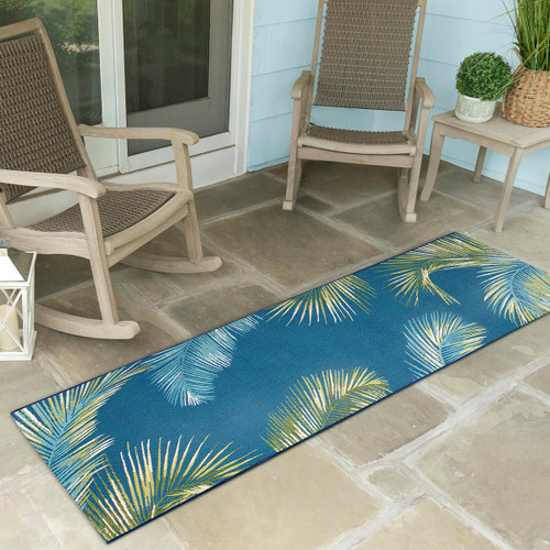 Paia Palms Navy Indoor/Outdoor Rug - 2 x 8 - OUT OF STOCK UNTIL 06/12/2024