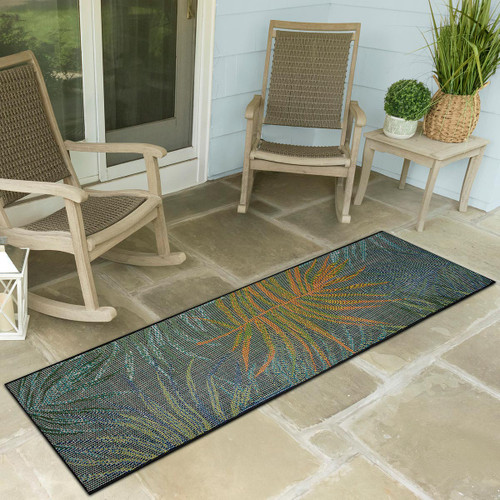 Wispy Fronds Dusk Indoor/Outdoor Rug - 2 x 8