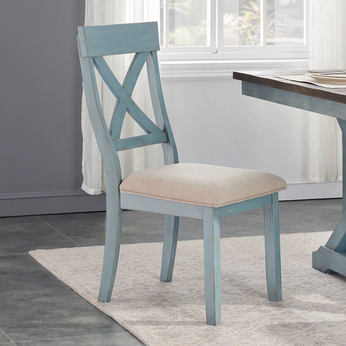 Blue Cross Upholstered Dining Chairs - Set of 2