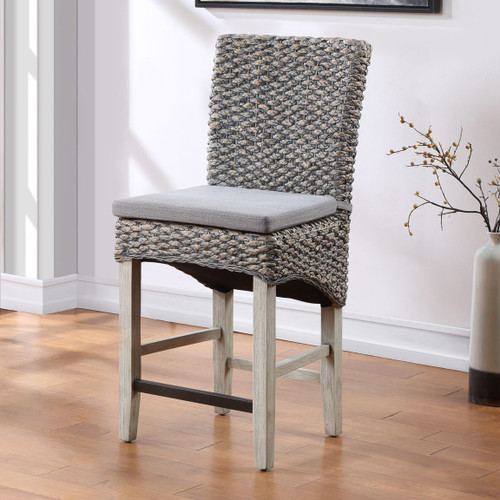 Gray Seagrass Counter Stools - Set of 2 - OUT OF STOCK UNTIL 06/04/2024