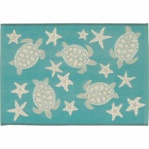 Aqua Turtle Stars Scatter Rugs