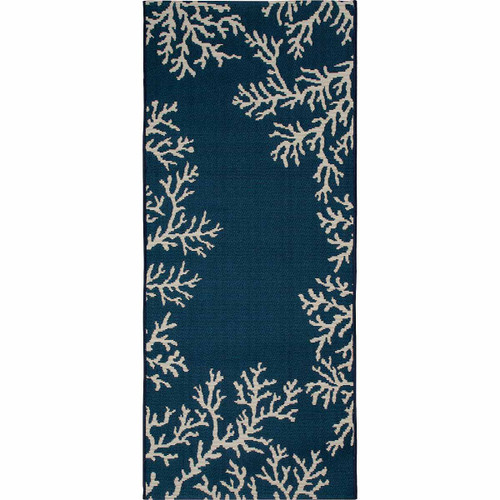 Navy Coral Cluster Rug - 2 x 5 - OUT OF STOCK UNTIL 06/12/2024