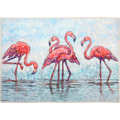 Four Flamingos Accent Rug