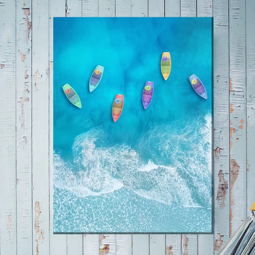 Boats on Blue Outdoor Wall Art