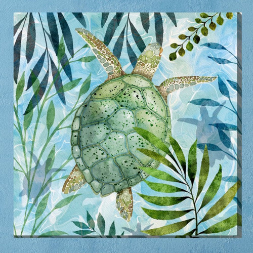 Turtle in Kelp Outdoor Wall Art
