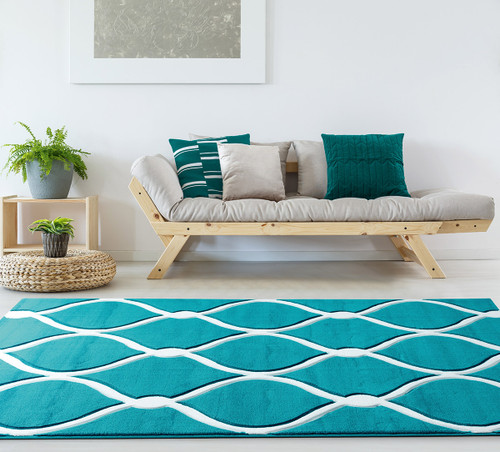 Turquoise Net Rug - 3 x 7 - OUT OF STOCK UNTIL 07/17/2024