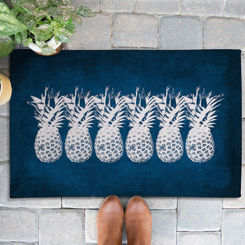 Indigo Pineapples Outdoor Rug - 3 x 5