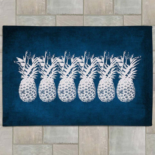 Indigo Pineapples Outdoor Rug - 4 x 6