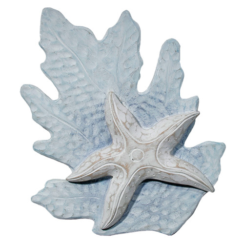 Starfish on Aqua Reef Wood Wall Art