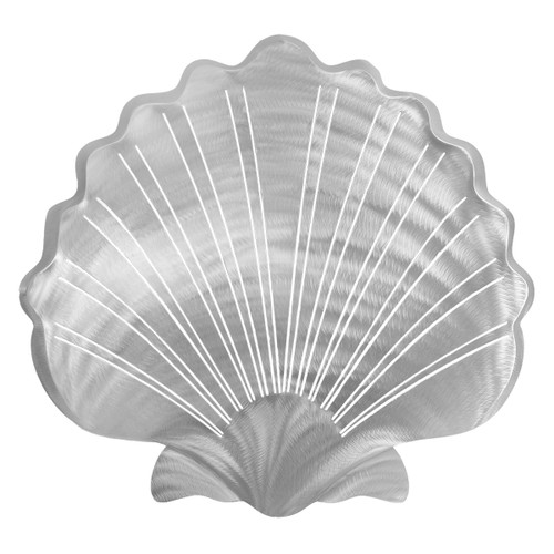 Large Metal Scallop Shell Wall Art - Stainless Steel