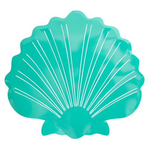 Large Metal Scallop Shell Wall Art - Teal