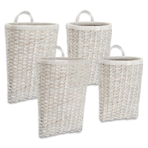 Whitewashed Wedge Baskets - Set of 4