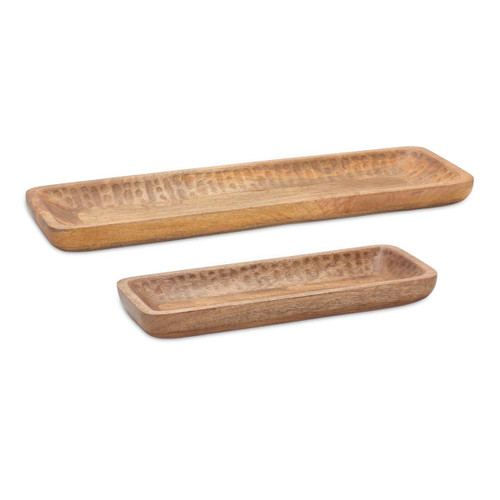 Natural Wood Serving Trays - Set of 2