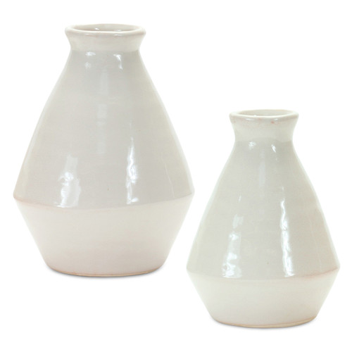 Pearl Earthenware Vases - Set of 2