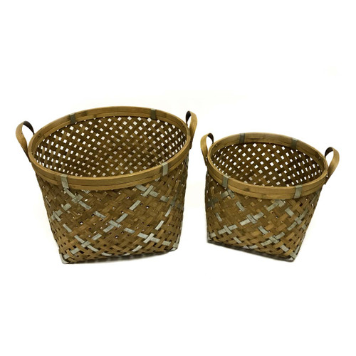 Bamboo Nesting Round Baskets - Set of 2