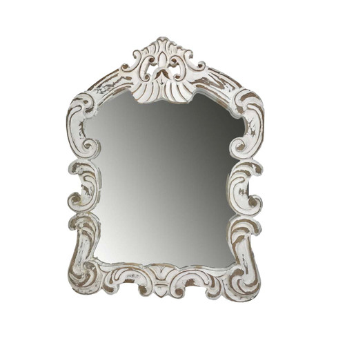 Whitewashed Mango Carved Vanity Mirror