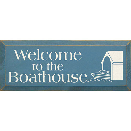 Blue Boathouse Welcome Wall Art