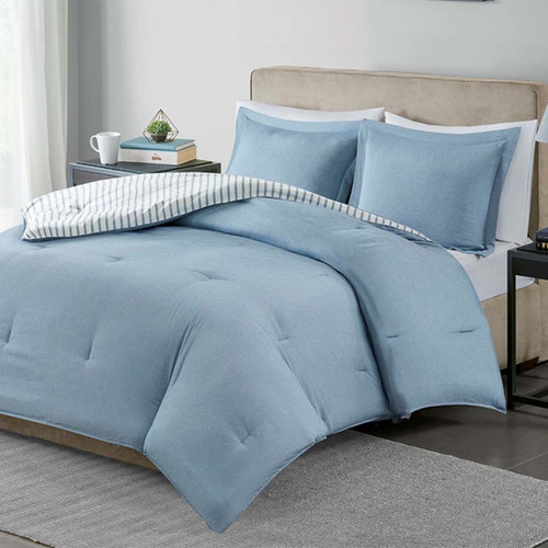 Lakeside Blue Reversible Comforter Set - King/Cal King