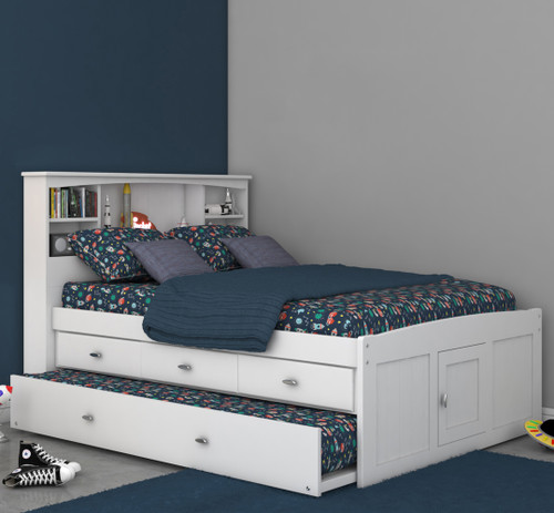 Serenity Full Bookcase Bed with Twin Trundle & 3 Drawers