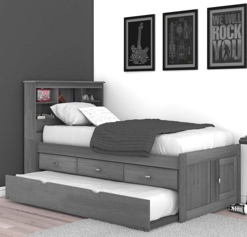 Tranquility Twin Bookcase Bed with Twin Trundle & 3 Drawers