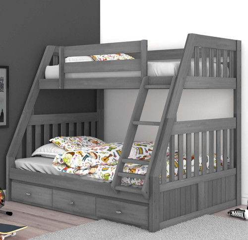 Tranquility Twin/Full Bunk Bed with 3 Drawers
