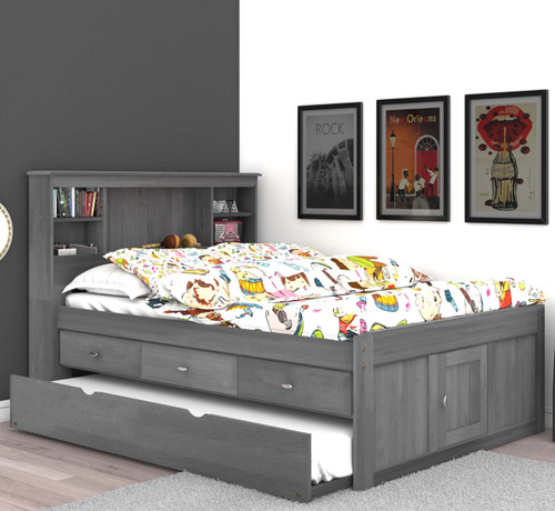 Tranquility Full Bookcase Bed with Twin Trundle & 3 Drawers