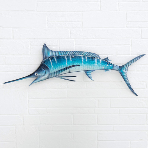 Blue Marlin Metal & Glass Wall Hanging