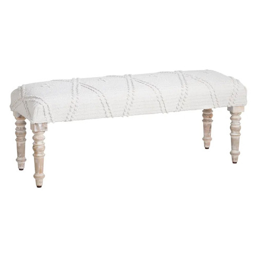 Weathered Wood Tufted Bench