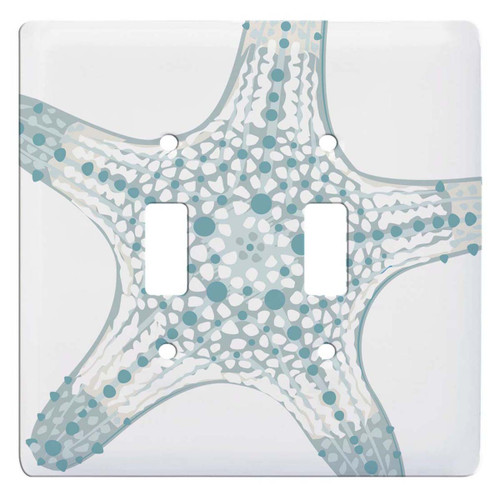 Blue Starfish Double Switch Plate