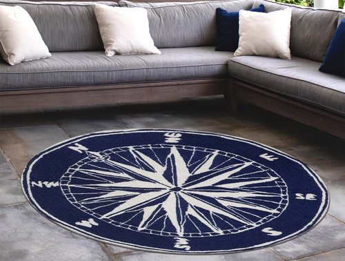 Ocean Explorer Navy Compass Rug - 5 Ft. Round - OUT OF STOCK UNTIL 05/22/2024