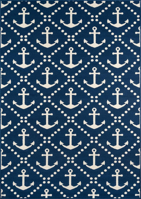 Anchors Away Navy Indoor/Outdoor Rug - 8 x 11