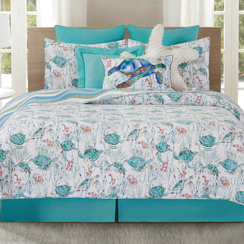 Sea Turtle Garden Quilt Bed Set - King